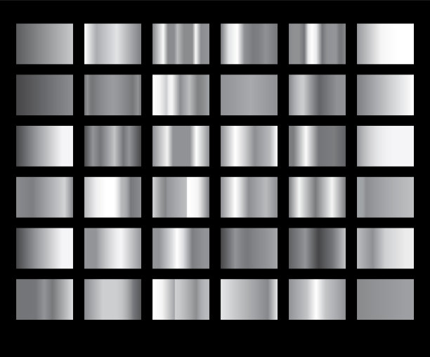 银色渐变背景矢量图标纹理金属插图。现实抽象设计无缝模式的框架，丝带，旗帜，硬币和标签。优雅的灯光和闪亮的模板图片下载