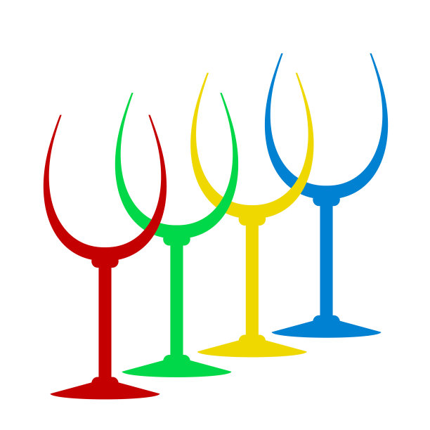 四个酒杯，酒厂概念，股票矢量插图图片下载
