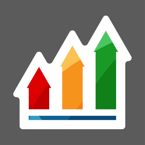 生长图，信息图，图表图标，平面矢量插图。商业概念图象形图。矢量彩色贴纸。图层分组便于编辑插图。为你的设计。图片下载