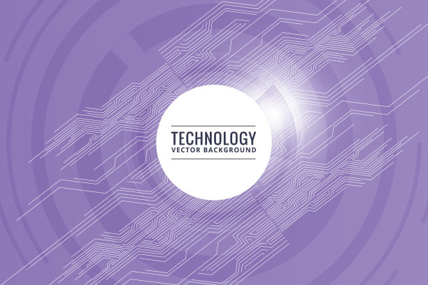 抽象未来的电路板，高计算机技术暗紫色背景图片下载