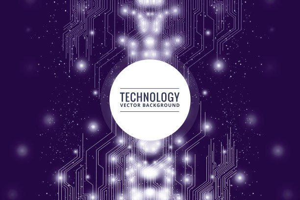 抽象未来的电路板，高计算机技术暗紫色背景图片下载