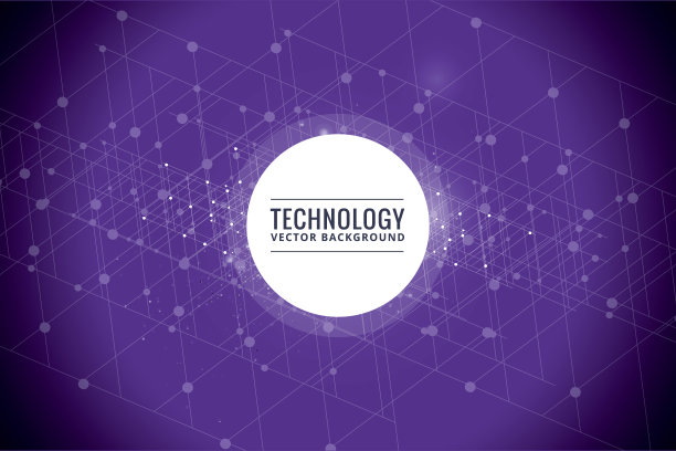 抽象未来的电路板，高计算机技术暗紫色背景图片下载