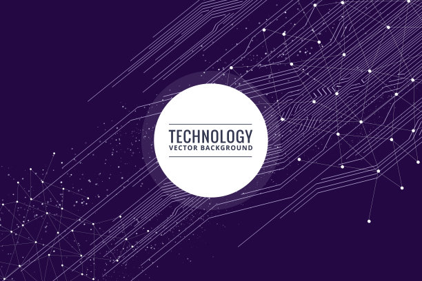 抽象未来的电路板，高计算机技术暗紫色背景图片下载