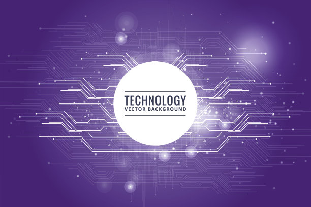 抽象未来的电路板，高计算机技术暗紫色背景图片下载