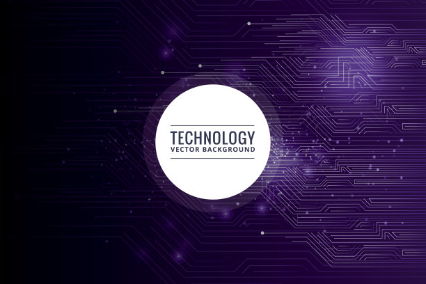 抽象未来的电路板，高计算机技术暗紫色背景图片下载