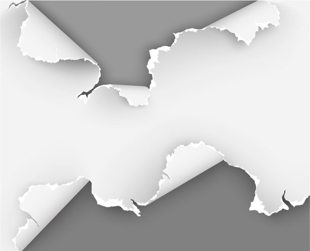 白色背景上有破洞的破纸图片下载