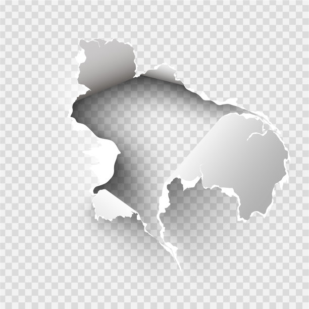 在透明背景上撕破的纸上撕开的洞图片下载