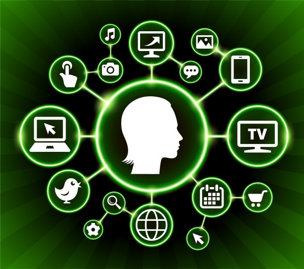 女人的脸肖像互联网通信技术暗按钮背景图片下载