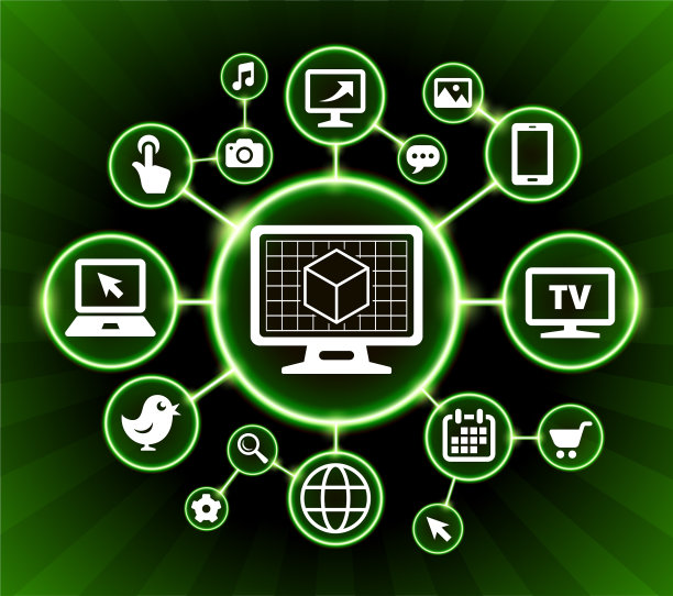 3D立方体在桌面屏幕互联网通信技术暗按钮背景图片下载