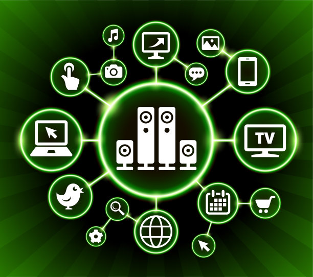 扬声器系统互联网通信技术暗按钮背景图片下载