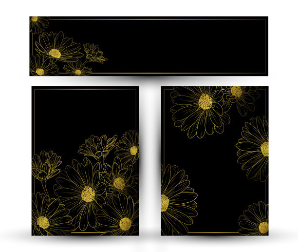 金色的雏菊花旗模板图片下载