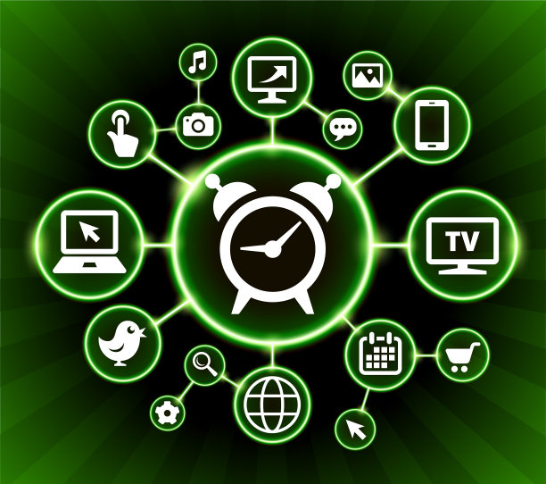 闹钟互联网通讯技术暗按钮背景图片下载