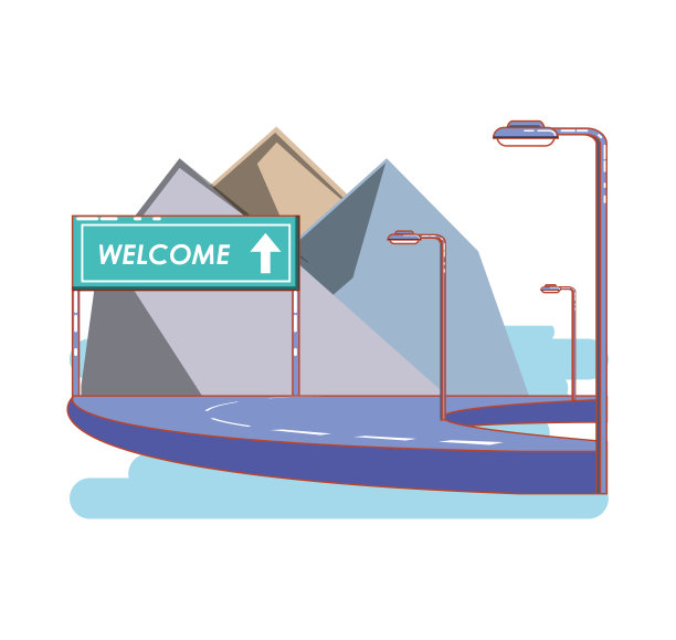 带欢迎标签的路图片下载