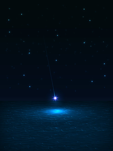 明亮闪亮的星星在星空的映衬下坠入大海图片下载