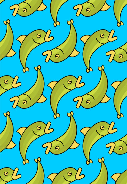 鲑鱼鱼图案无缝。背景海洋动物矢量插图。图片下载