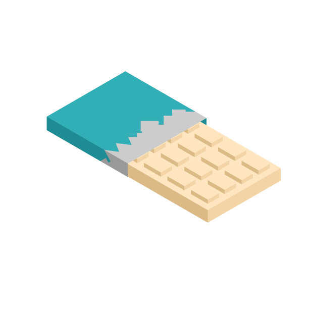 白巧克力棒等距。甜蜜矢量插图。食物图片下载