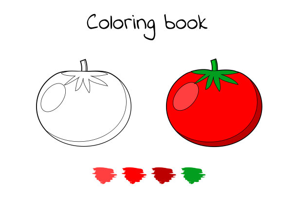 游戏对孩子们。蔬菜。着色页面番茄图片下载