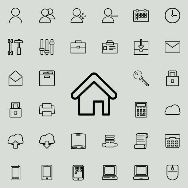 房子图标。详细的一组极简图标。高级图形设计。收藏图标之一的网站，网页设计，移动应用程序图片下载