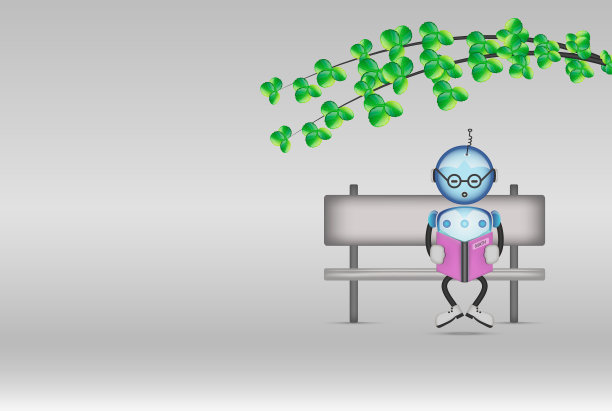 可爱的阅读机器人图片下载