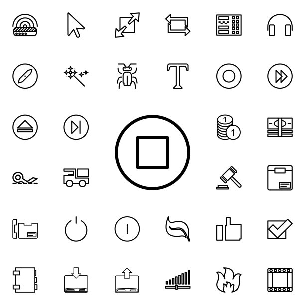 停止标志中的圆形轮廓图标。简约线条图标的详细设置。高级图形设计。收藏图标之一的网站，网页设计，移动应用程序图片下载