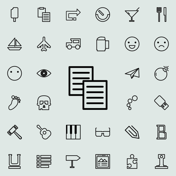 复制字符轮廓图标。简约线条图标的详细设置。高级图形设计。收藏图标之一的网站，网页设计，移动应用程序图片下载