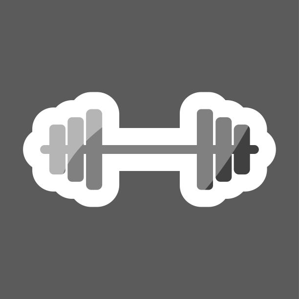 矢量彩色贴纸图像哑铃。白色的矢量图标。图层分组便于编辑插图。为你的设计。图片下载