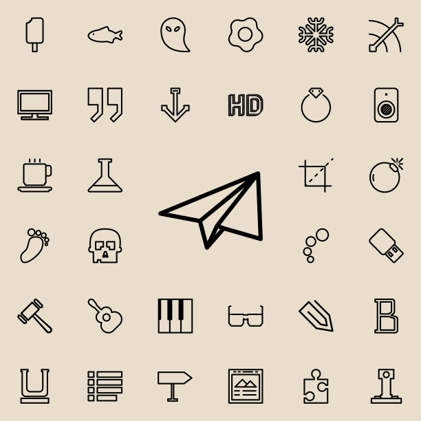 纸飞机轮廓图标。简约线条图标的详细设置。高级图形设计。收藏图标之一的网站，网页设计，移动应用程序图片下载