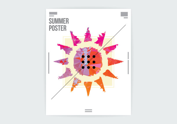 抽象太阳星平面设计海报布局模板图片下载