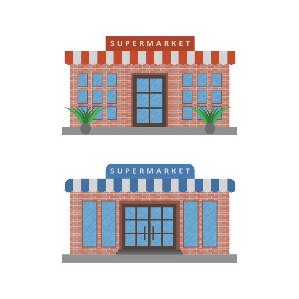 超市大厦图标集图片下载