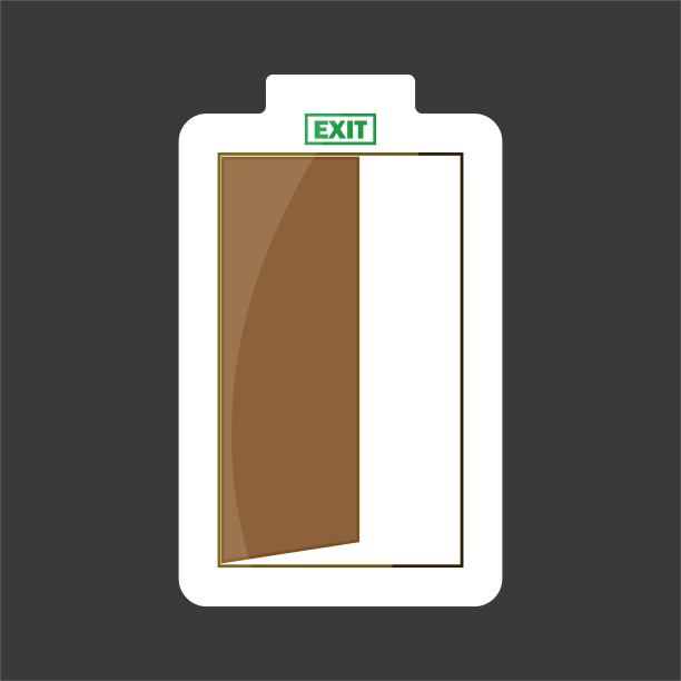 矢量图像的门与铭文出口。矢量彩色贴纸图标。图层分组便于编辑插图。为你的设计。图片下载