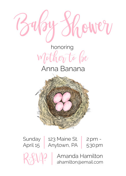 鸟巢向量婴儿淋浴邀请设计模板图片下载