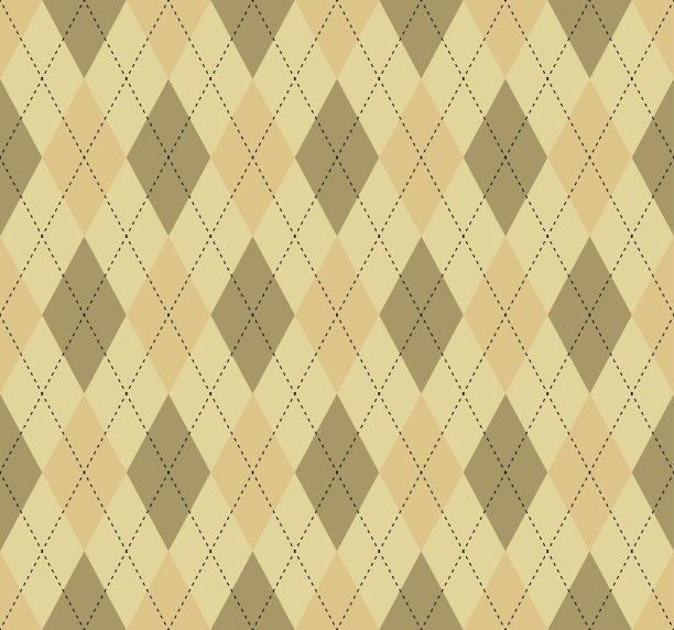 无缝菱形格子图案，深褐色，柔和的橙色和浅黄色。图片下载