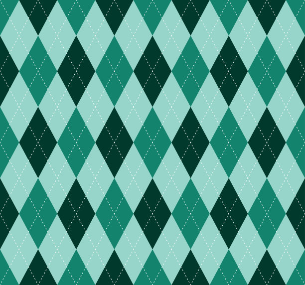 无缝菱形格子图案，深绿色，海蓝宝石，蓝绿色和白色。图片下载
