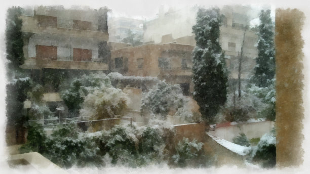 建筑物上的雪景图片下载