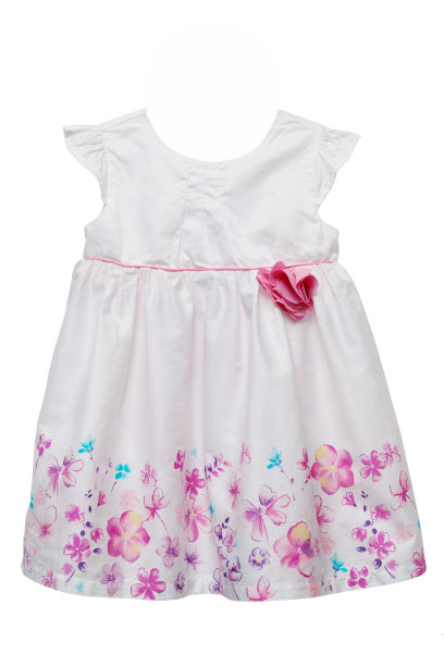 白色婴儿连衣裙与花孤立在白色图片下载