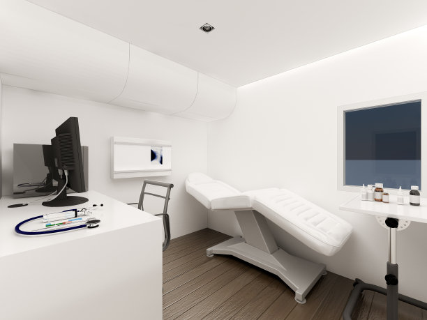 移动诊所汽车内部，3d渲染图片下载