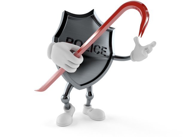 警徽人物手持撬棍图片下载