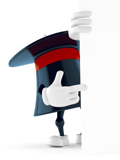 魔术帽人物在白墙后面图片下载