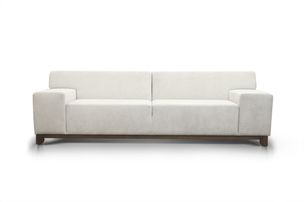 白色现代豪华沙发孤立在白色背景，正面图片下载