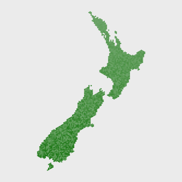 新西兰绿色六边形图案地图图片下载