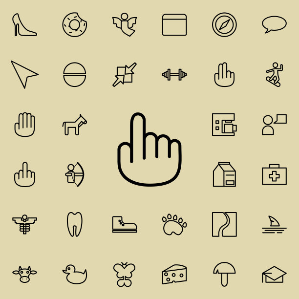 手与食指的图标。简约线条图标的详细设置。高级图形设计。收藏图标之一的网站，网页设计，移动应用程序图片下载