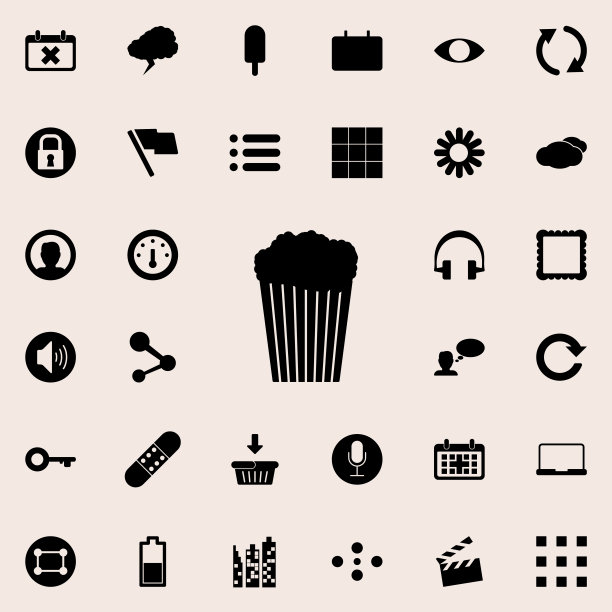 爆米花图标。详细的一组极简图标。高级图形设计。收藏图标之一的网站，网页设计，移动应用程序图片下载