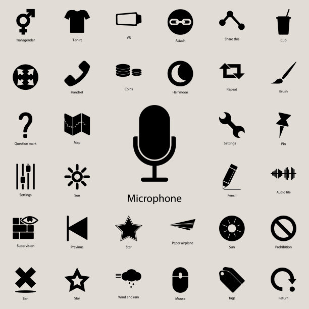 麦克风图标。详细的一组极简图标。高级图形设计。收藏图标之一的网站，网页设计，移动应用程序图片下载