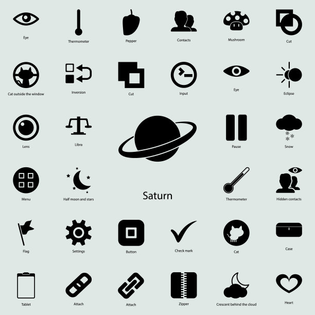 土星的行星图标。详细的一组极简图标。高级图形设计。收藏图标之一的网站，网页设计，移动应用程序图片下载