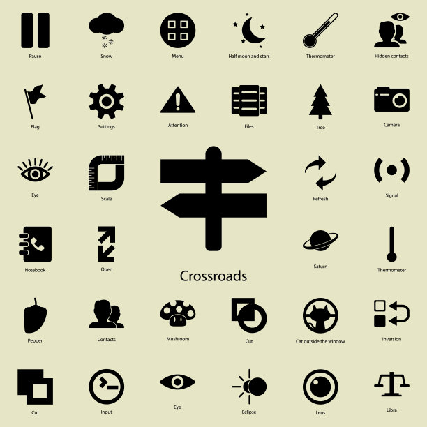 十字路口图标。详细的一组极简图标。高级图形设计。收藏图标之一的网站，网页设计，移动应用程序图片下载