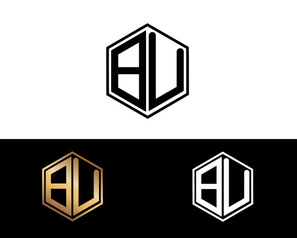 BU六角形字母设计图片下载