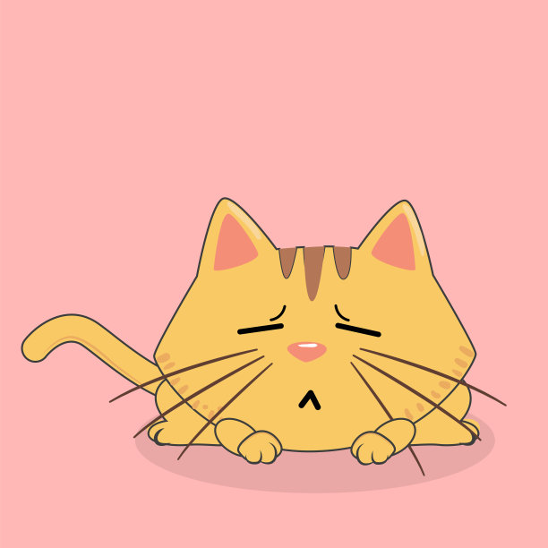 卡通猫疲惫的情感粉色背景矢量图像图片下载