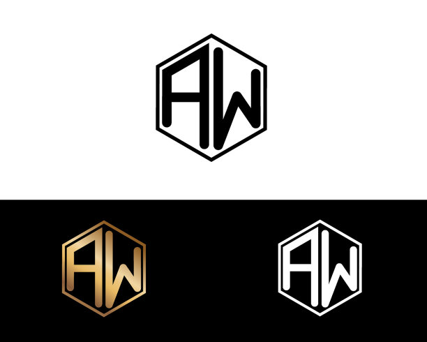 AW六角形字母设计图片下载