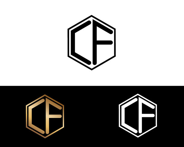 CF六角形状字母设计图片下载