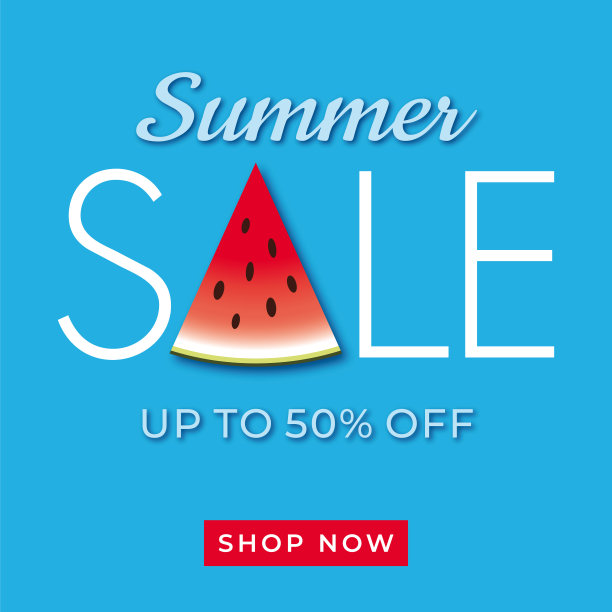 有西瓜的夏季促销横幅图片下载